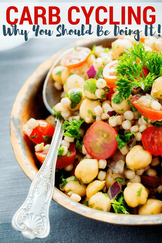 a bean salad in a bowl with a spoon in it and title text reading Carb Cycling Why You Should Be Doing It