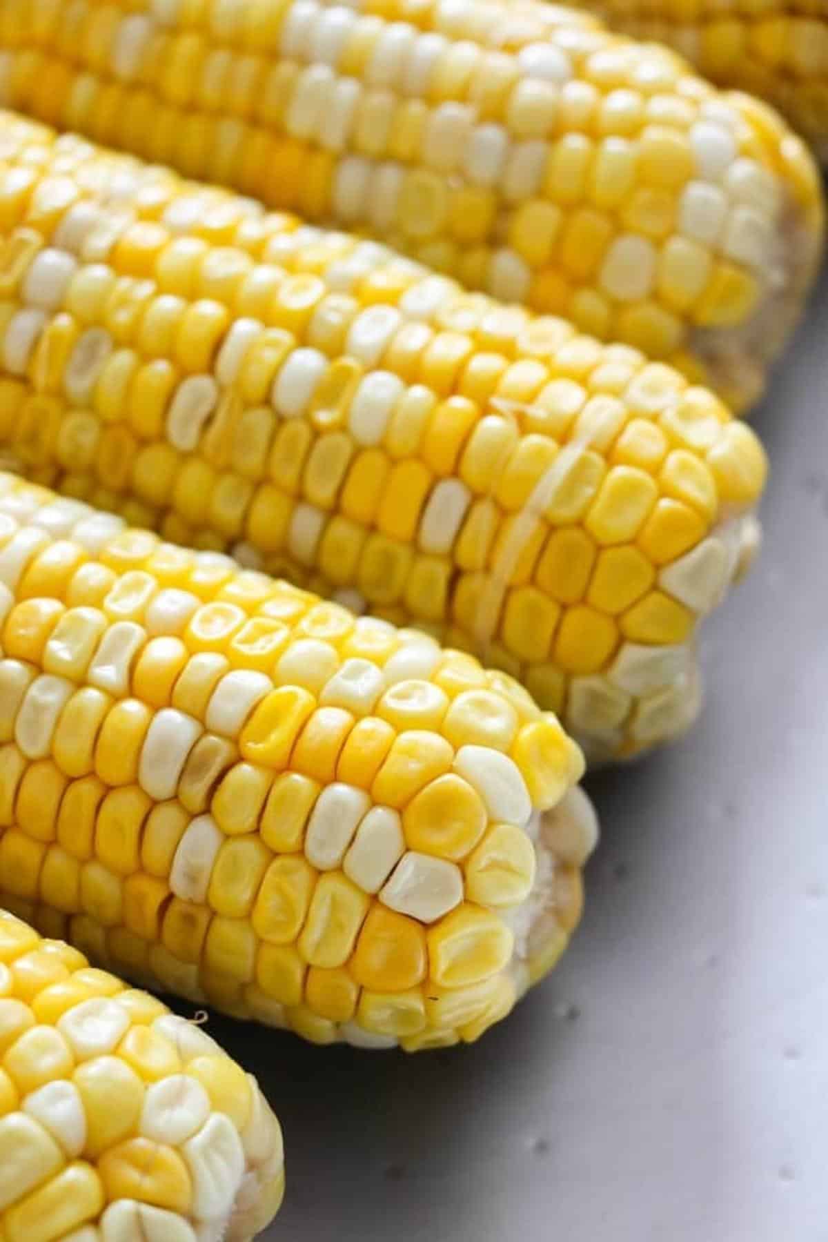 A closeup of corn on the cob.