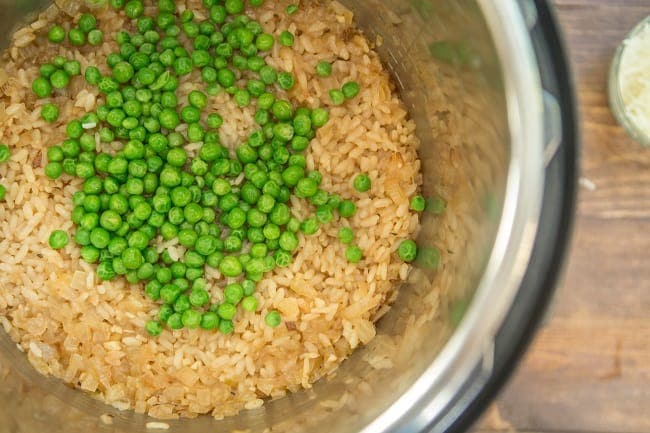 risotto and peas in an instant pot