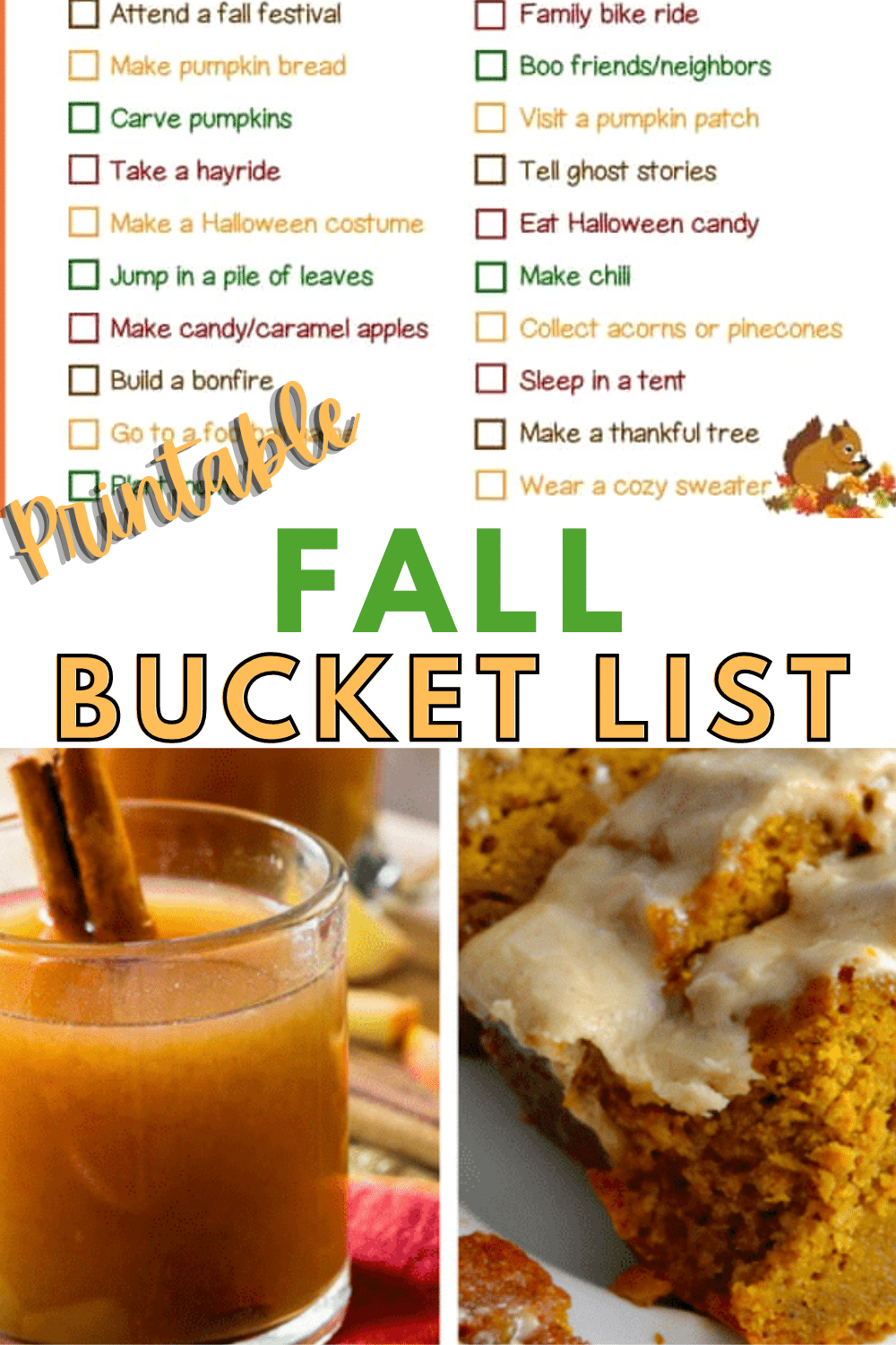 This fall bucket list includes all of the fun activities that make fall a wonderful season. It's the perfect way to get out and enjoy the season as a family. #printable #fall #fallactivities #bucketlist via @wondermomwannab