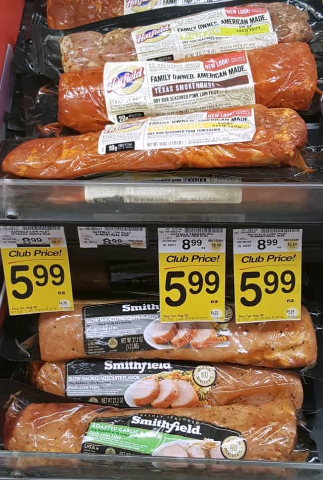 smithfield pork loin on the shelves of a grocery store