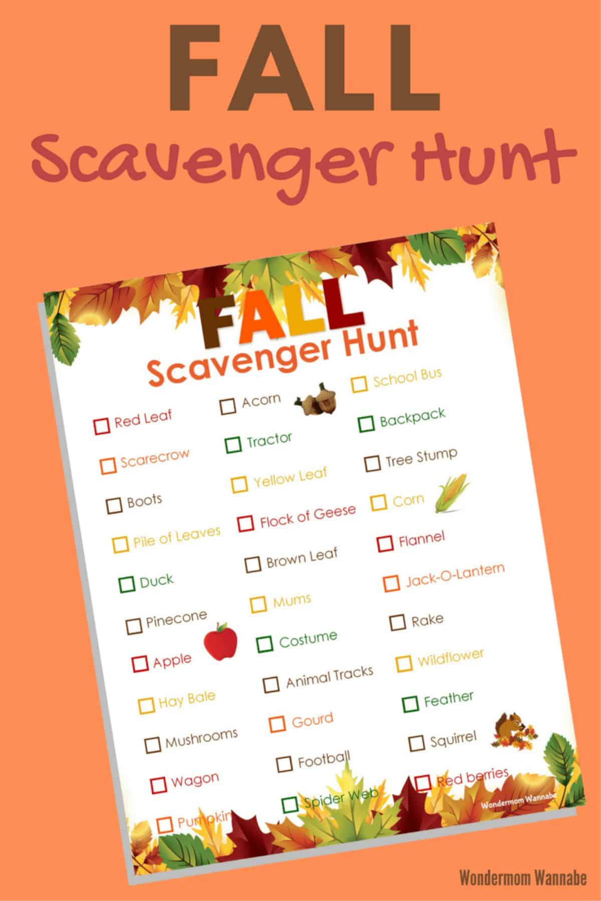 Fall Scavenger Hunt Printable