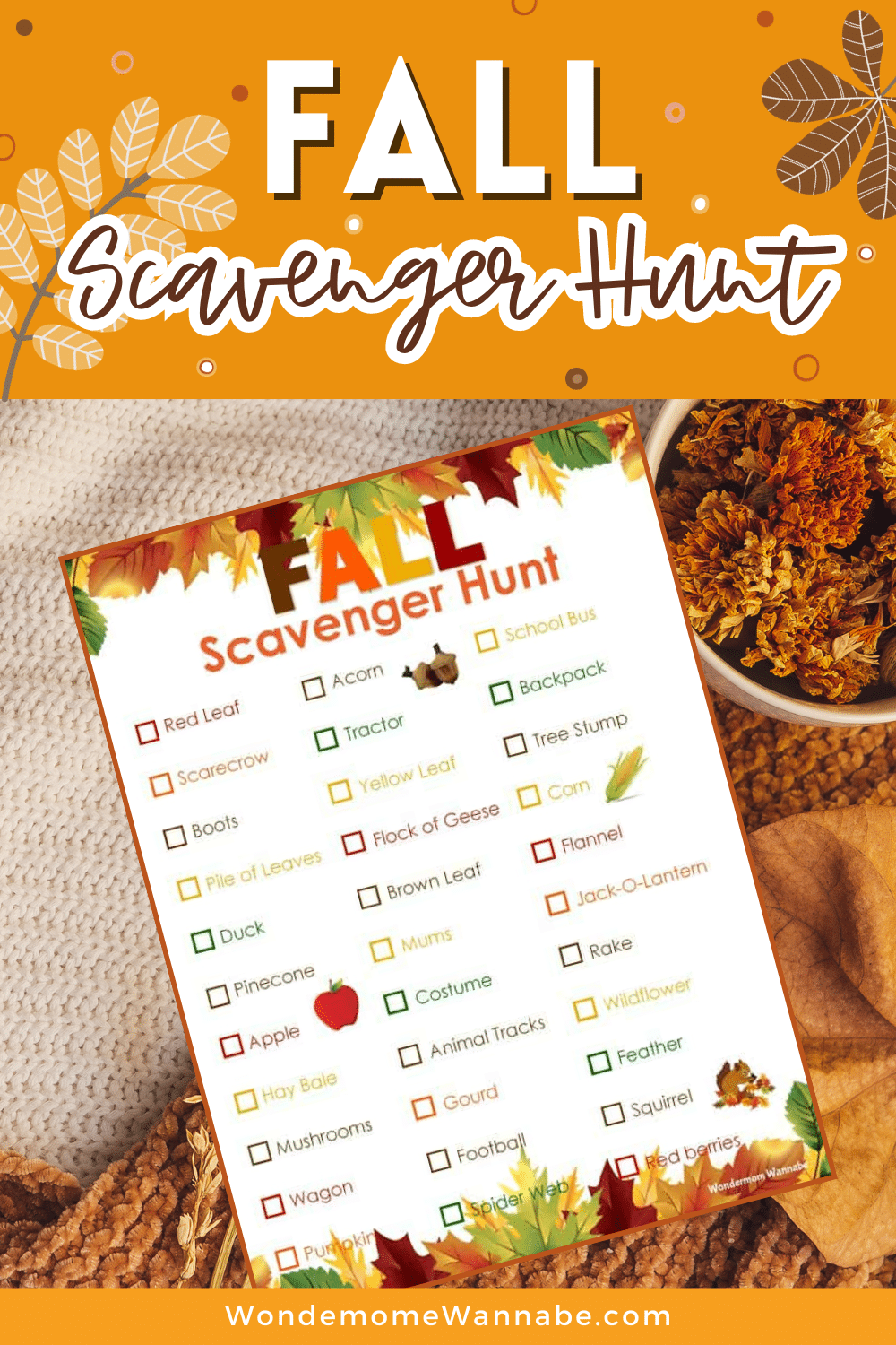 Fall scavenger hunt: Need some autumn-themed fun? Look no further than our printable fall scavenger hunt! This interactive activity will keep your family entertained as they search for items that perfectly capture the essence