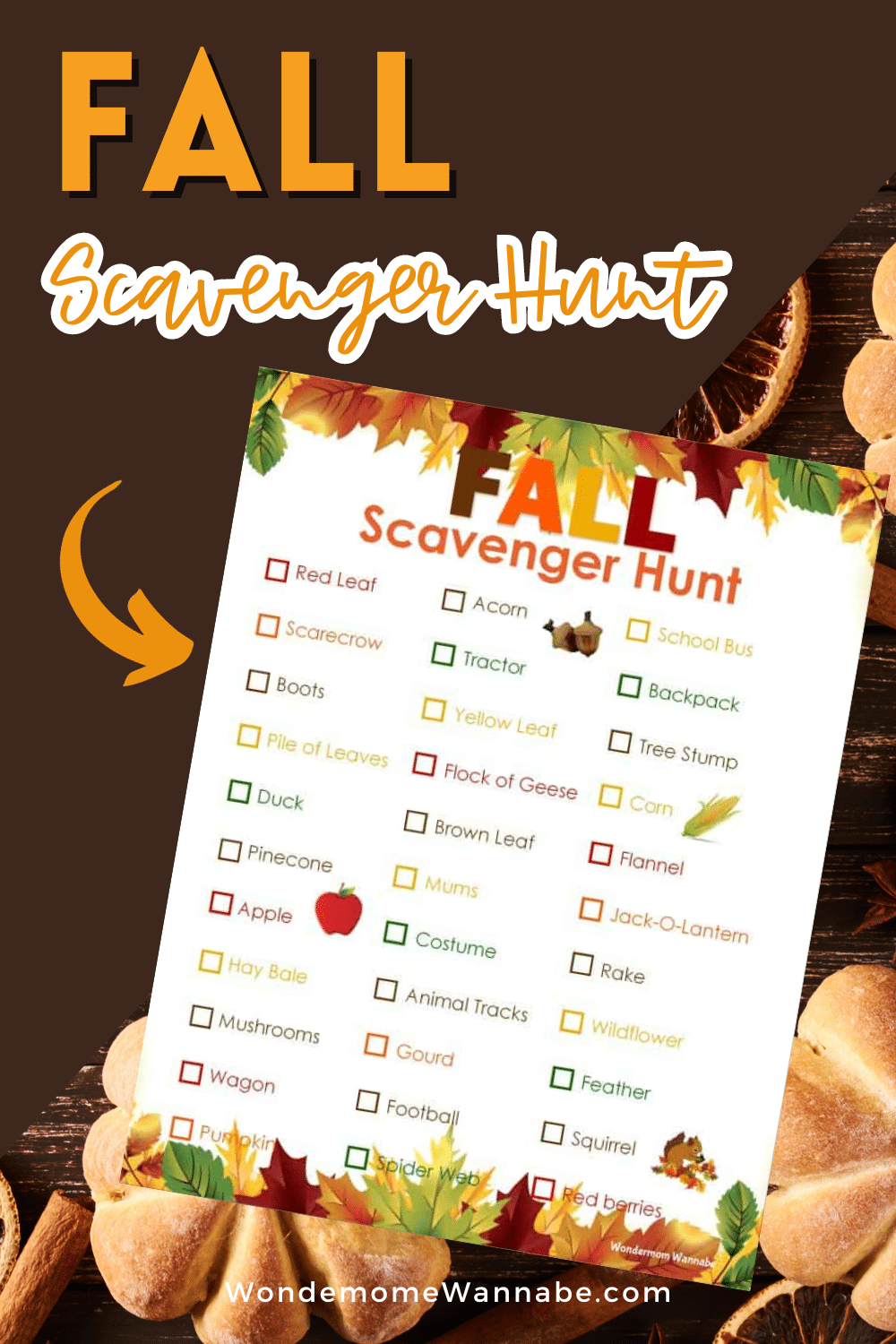 Fall scavenger hunt printable. Enjoy the autumn season with a fun and interactive fall scavenger hunt. This printable activity is perfect for all ages and can be done outdoors or indoors. Get ready to explore