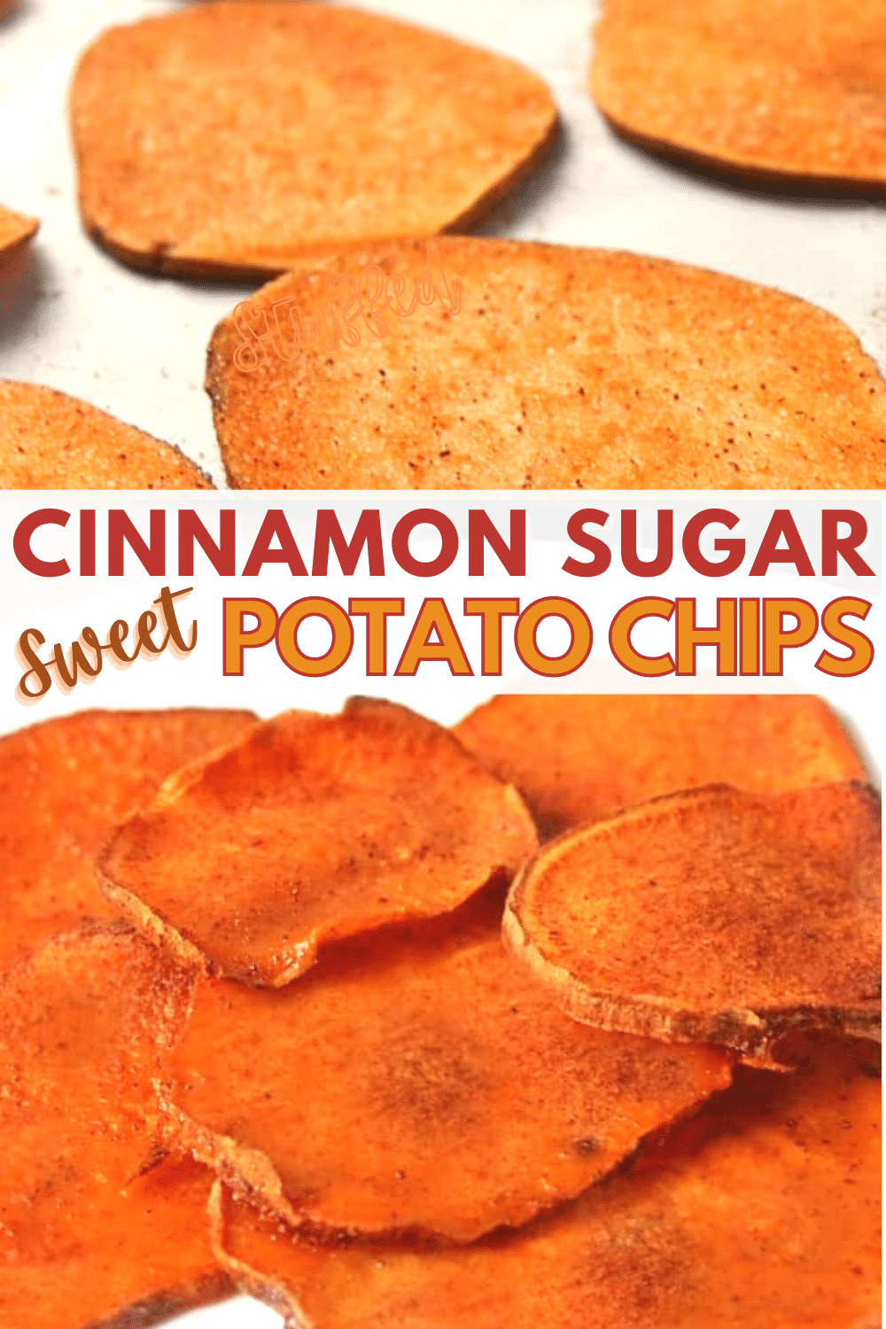 Looking for a guilt-free, delicious snack? These Cinnamon Sugar Sweet Potato Chips are perfect! #healthy #healthyeating #sweetpotatochips via @wondermomwannab