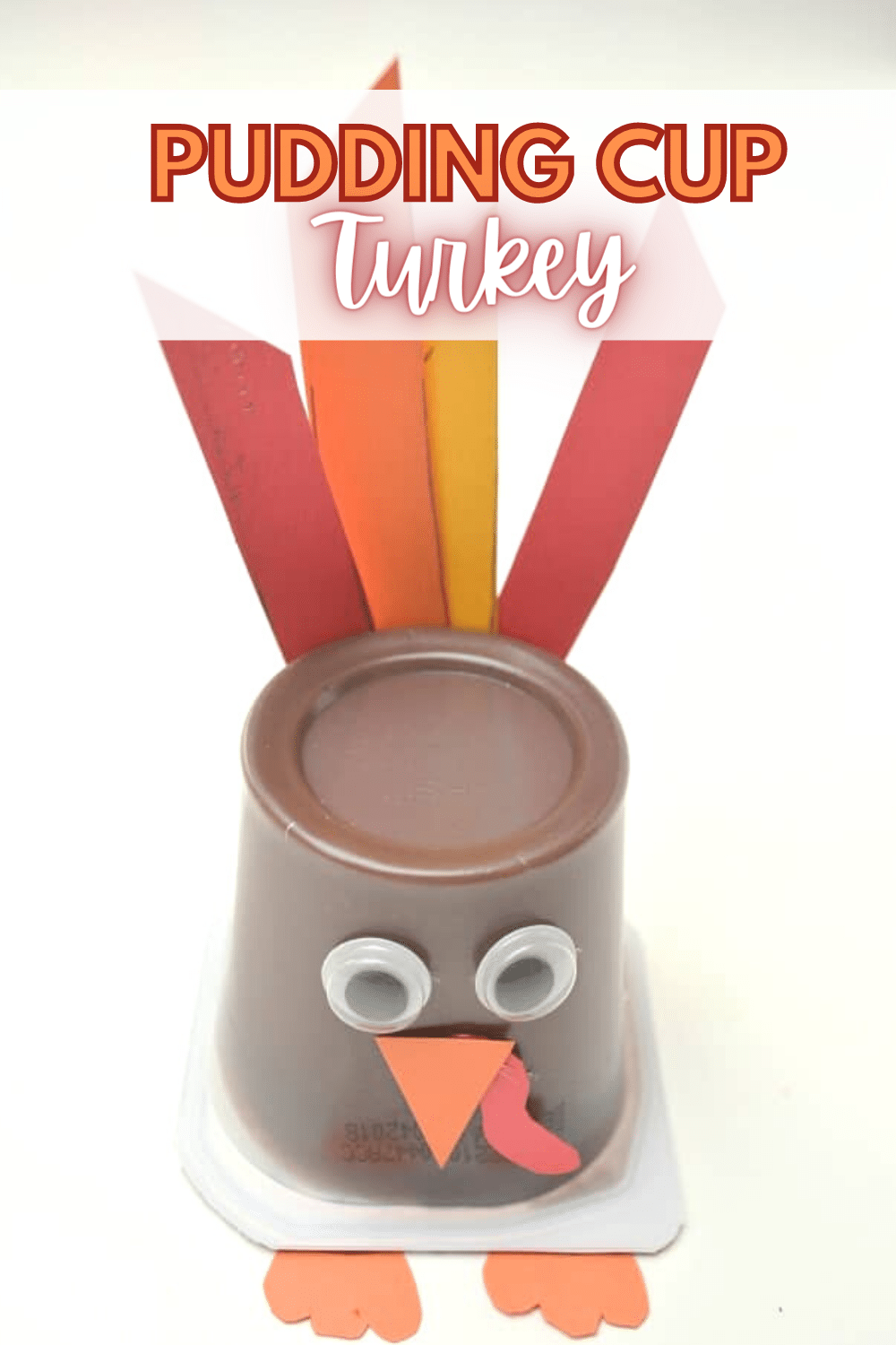 Get into the Thanksgiving spirit with this fun and creative pudding cup turkey craft.