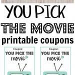 Random acts of kindness for your husband don't have to be hard. Surprise him with a free printable coupon so he can pick the next movie on date night!