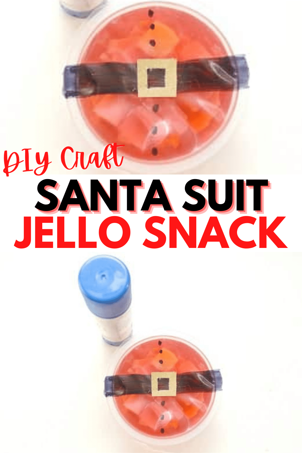 You just need a few minutes to transform your child's lunchbox dessert into a holiday surprise. Find out how to make this Santa Suit Jello Snack. #snack #lunchbox #forkids #santa via @wondermomwannab
