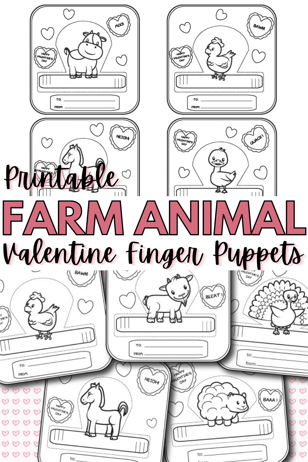 These farm animal Valentine finger puppets are adorable and so much fun for kids to decorate and play with! #printable #Valentines via @wondermomwannab