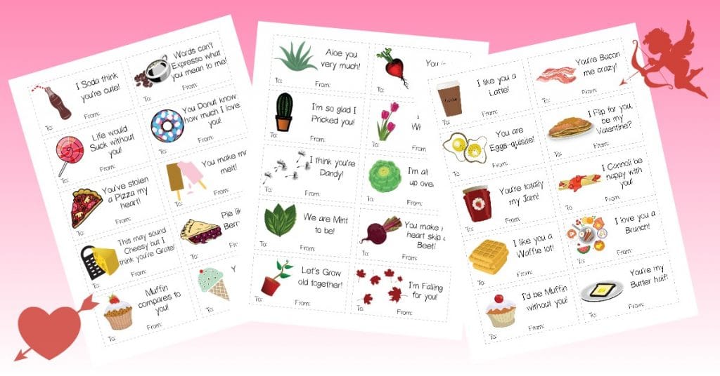 printable valentines on a pink background