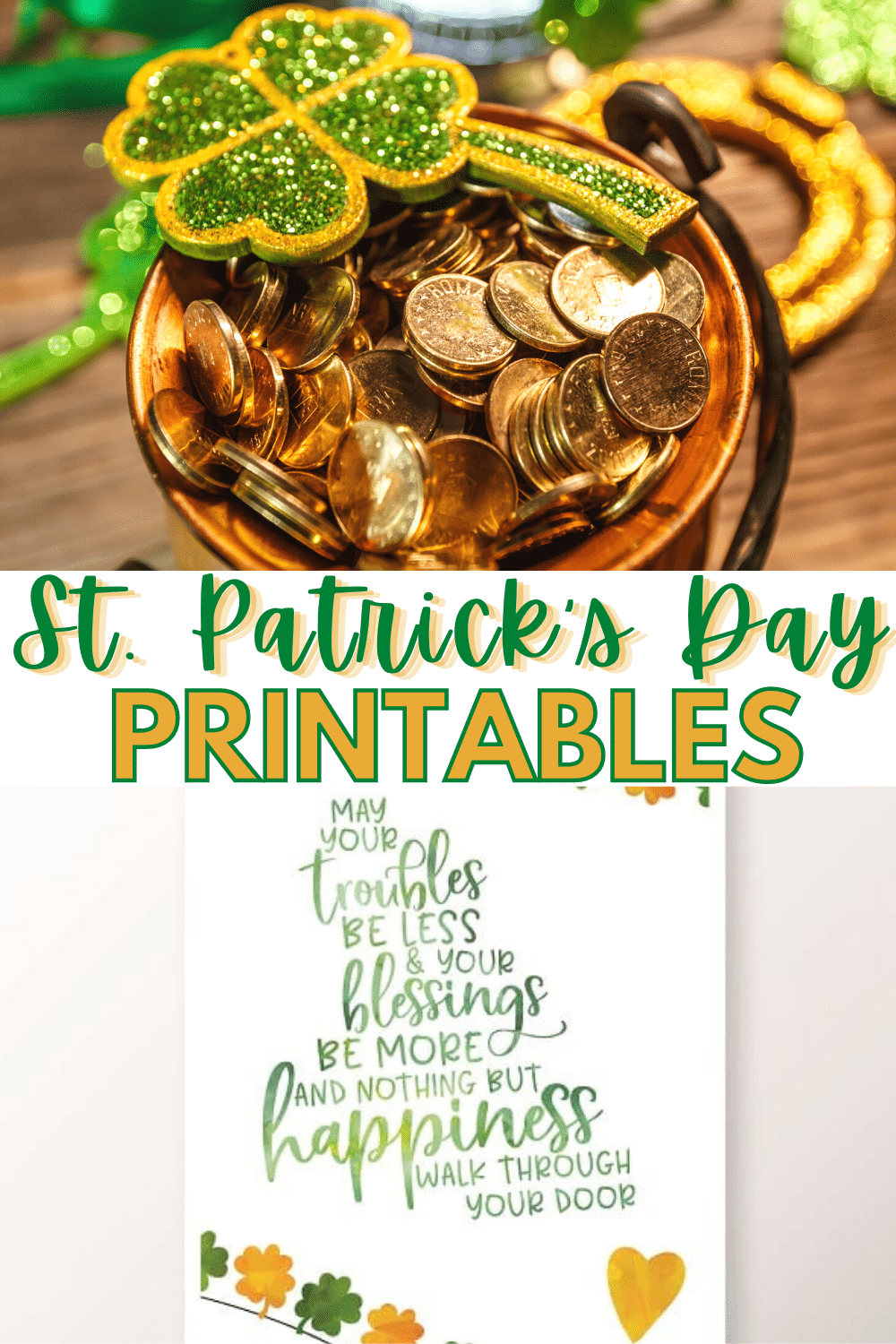 Two cheerful and festive St Patrick's Day printables. Such an easy and inexpensive way to add some Irish cheer to your home for St. Patrick's Day! #StPatricksDay #printables via @wondermomwannab