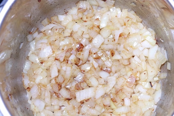 onions cooking in an instant pot