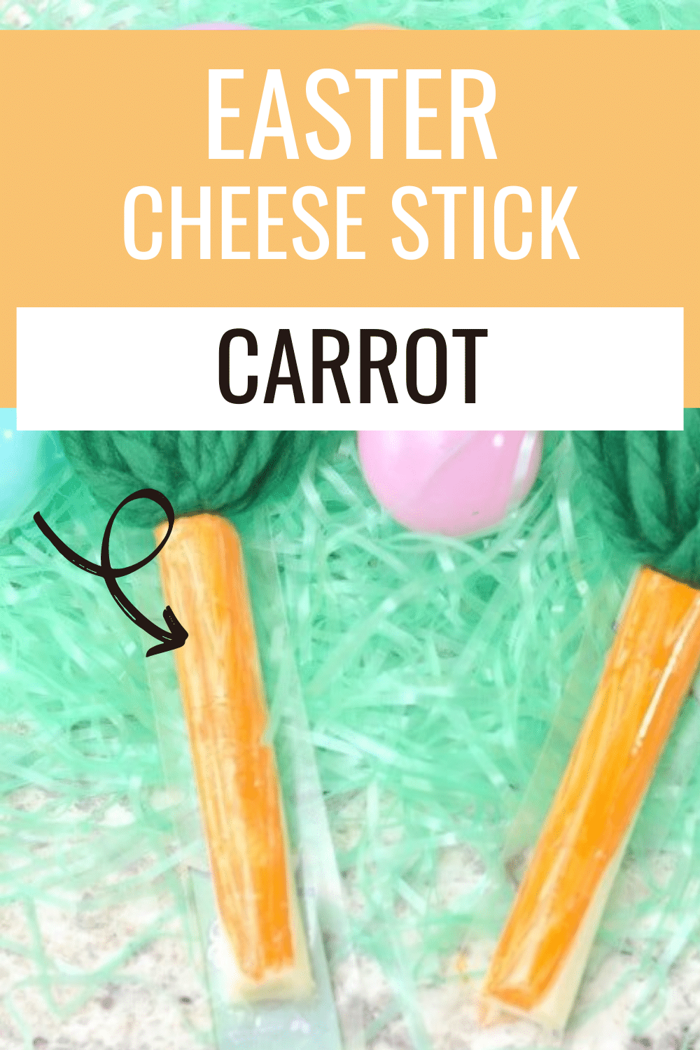 Snack time doesn't have to be boring! This cheese stick carrot is the perfect way to make snack time fun during the Easter season. #easter #funfoodforkids #snacks #easycrafts via @wondermomwannab