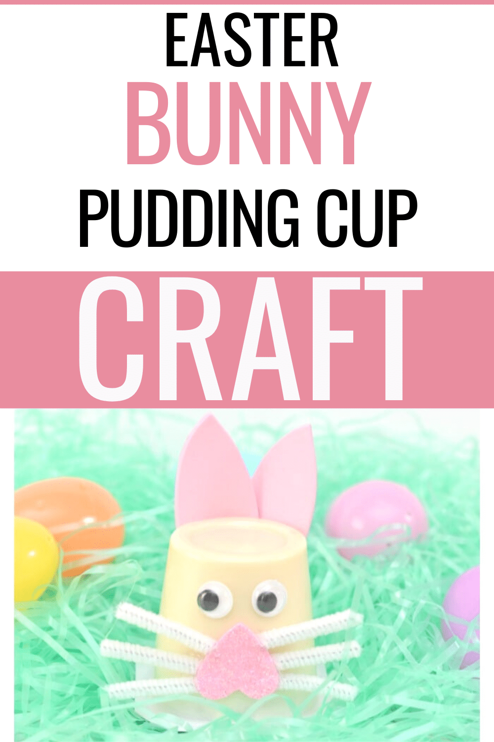 This bunny pudding cup craft is really easy and so cute! Perfect surprise for your child's lunchbox! #Easter #bunny #lunchfun #funfoodforkids via @wondermomwannab