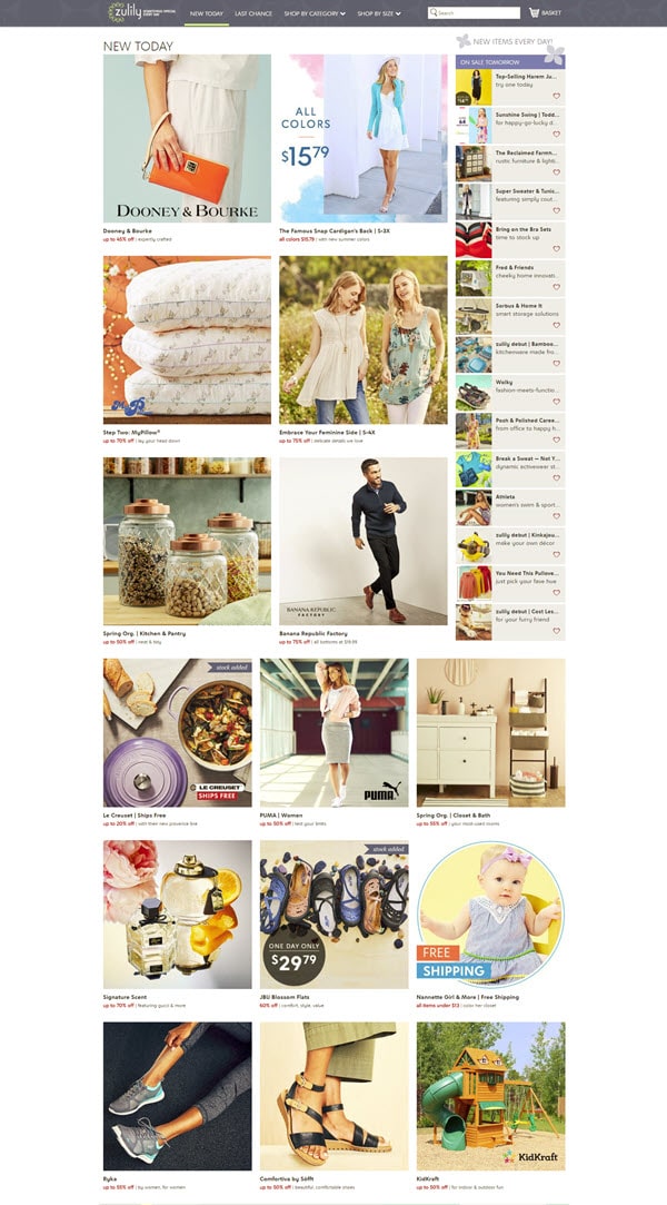 a screenshot of mother's day gifts available on the Zulily website