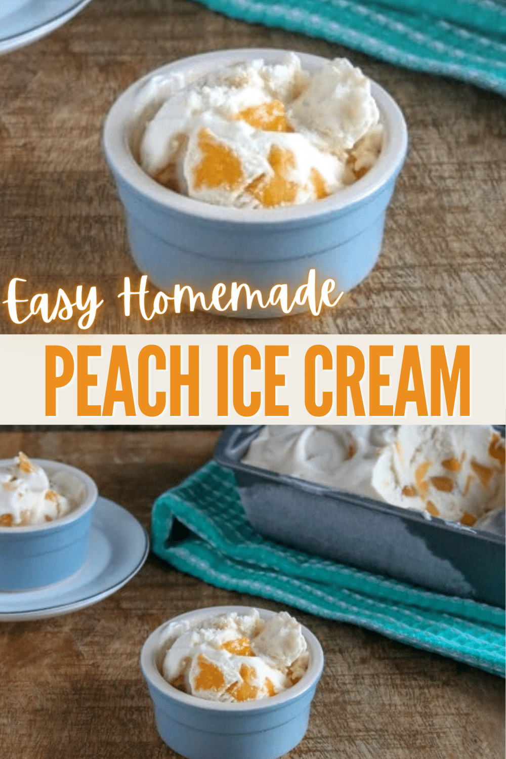 This Easy Peach Ice Cream is the perfect dessert for summer. It's cold and refreshing, creamy and delicious, and super easy to make! #peachicecream #peach #icecream #homemade via @wondermomwannab
