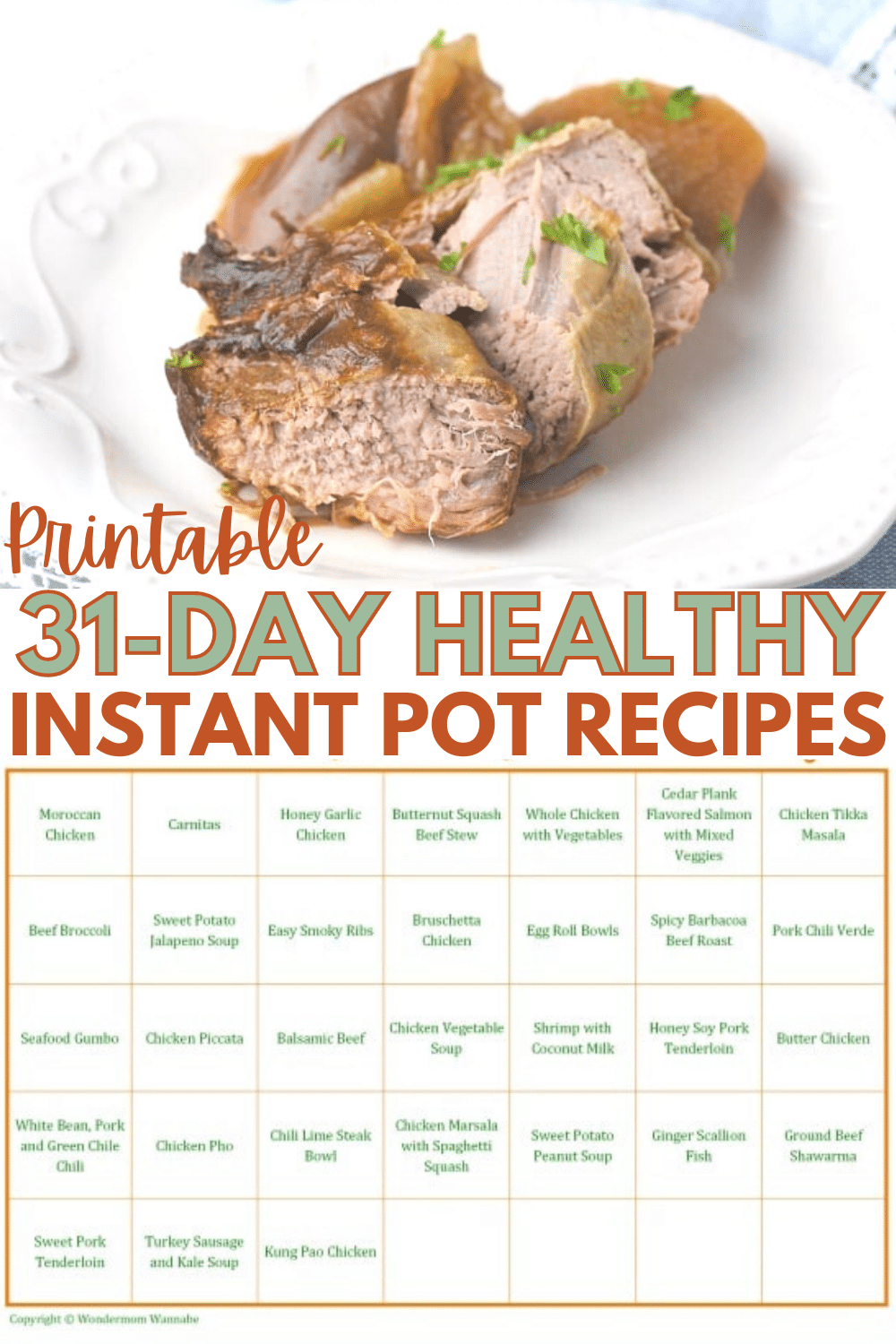 Food can be both convenient AND healthy. Here's an entire month of Healthy Instant Pot Recipes to prove it! Eating healthy has just gotten a lot easier. #instantpot #pressurecooker #healthyeating via @wondermomwannab