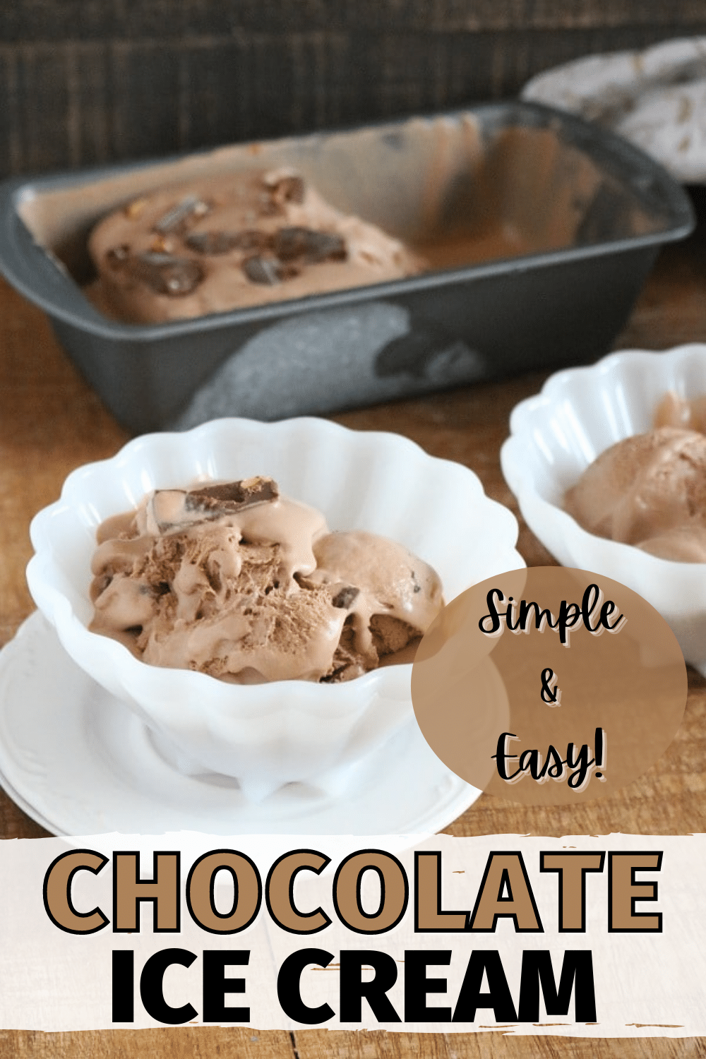 This homemade chocolate ice cream is so easy to make! Just 4 ingredients and a few minutes (before freezing) are all it takes. No ice cream machine needed! #nochurn #icecream #easydessert via @wondermomwannab