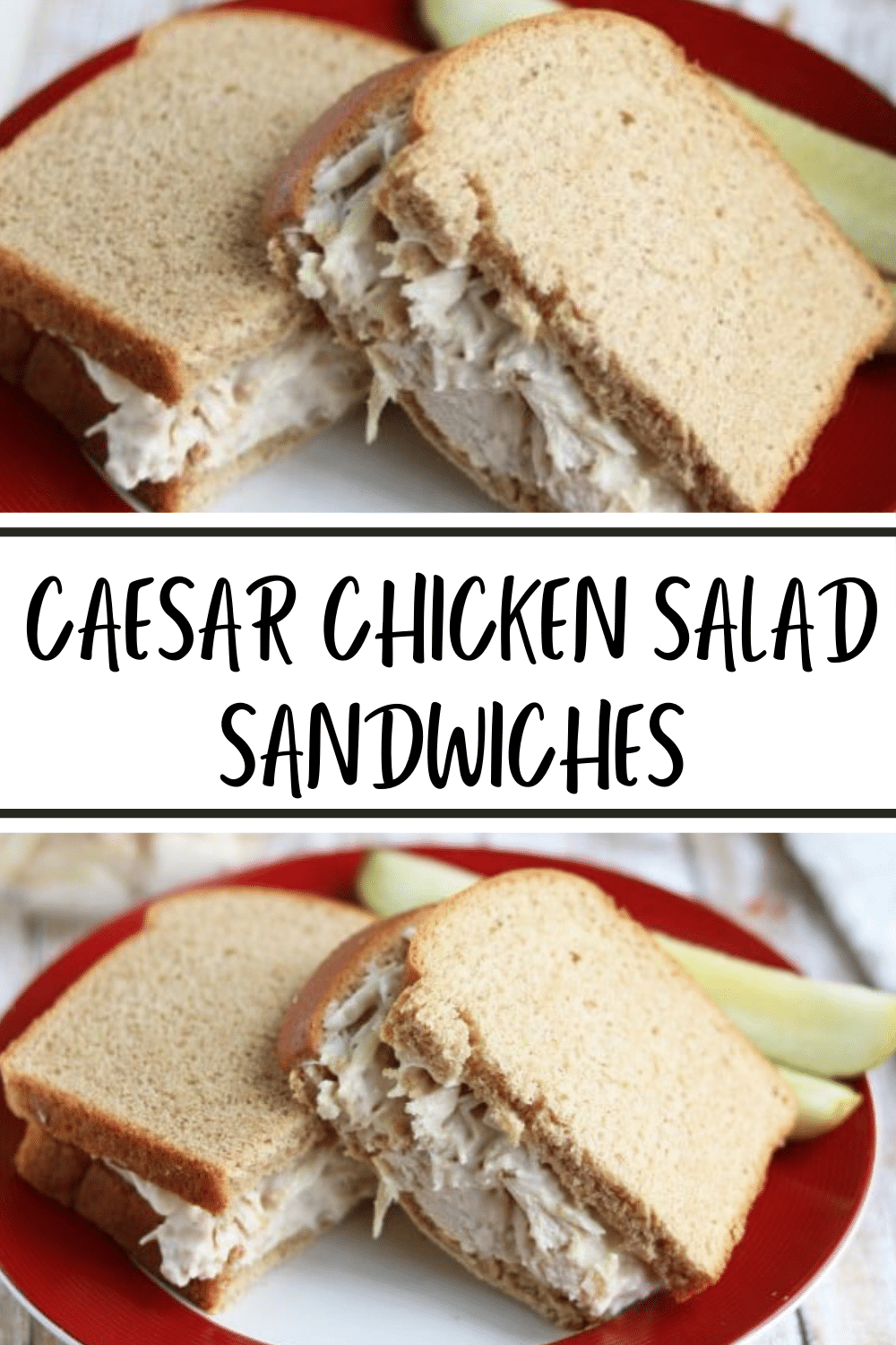 These caesar chicken salad sandwiches are so delicious and super easy to make. They're my favorite meal when I have to pack a lunch! #chickensalad #sandwichrecipe #easylunch via @wondermomwannab