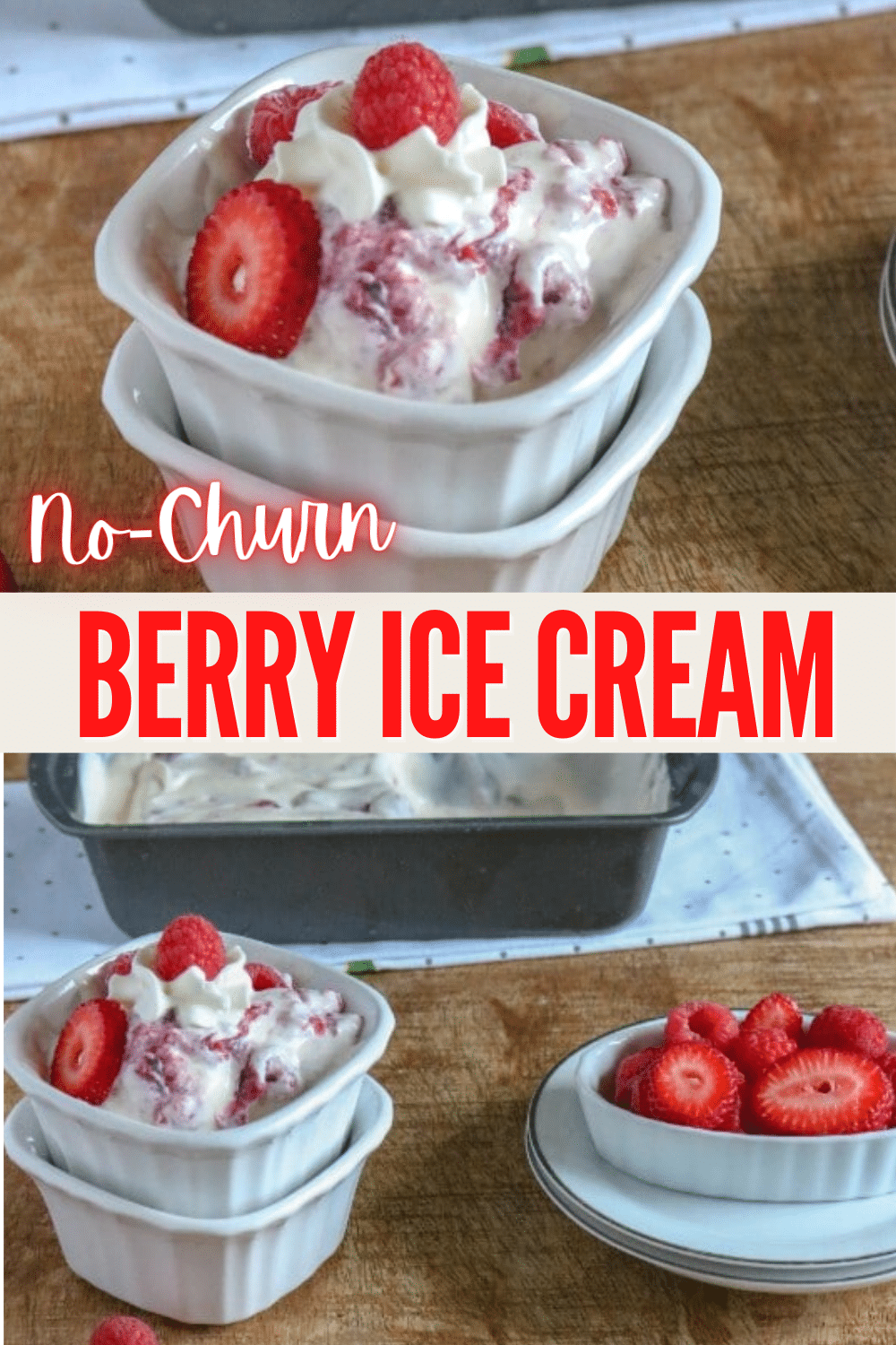 This homemade no-churn berry ice cream is SO easy to make -- you just need 4 ingredients! It's the perfect summer treat! #easydesserts #icecream via @wondermomwannab