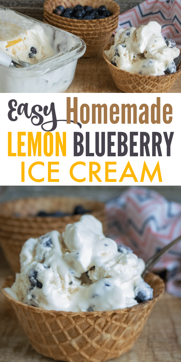 This Homemade Lemon Blueberry Ice Cream is so easy to make and the combination of flavors is delicious! #icecream #desserts via @wondermomwannab