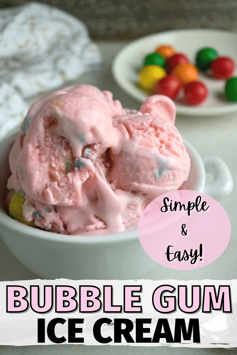 Looking for an easy dessert your kids will love? This Homemade Bubble Gum Ice Cream recipe is a fun and easy treat for kids. #icecream #homemadeicecream #bubblegum via @wondermomwannab