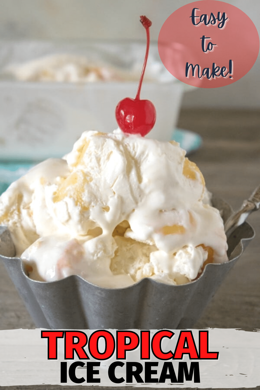 This 5-ingredient homemade tropical ice cream is super easy to make. It's a dessert that makes you feel like you're on vacation! #easydessert #icecream via @wondermomwannab