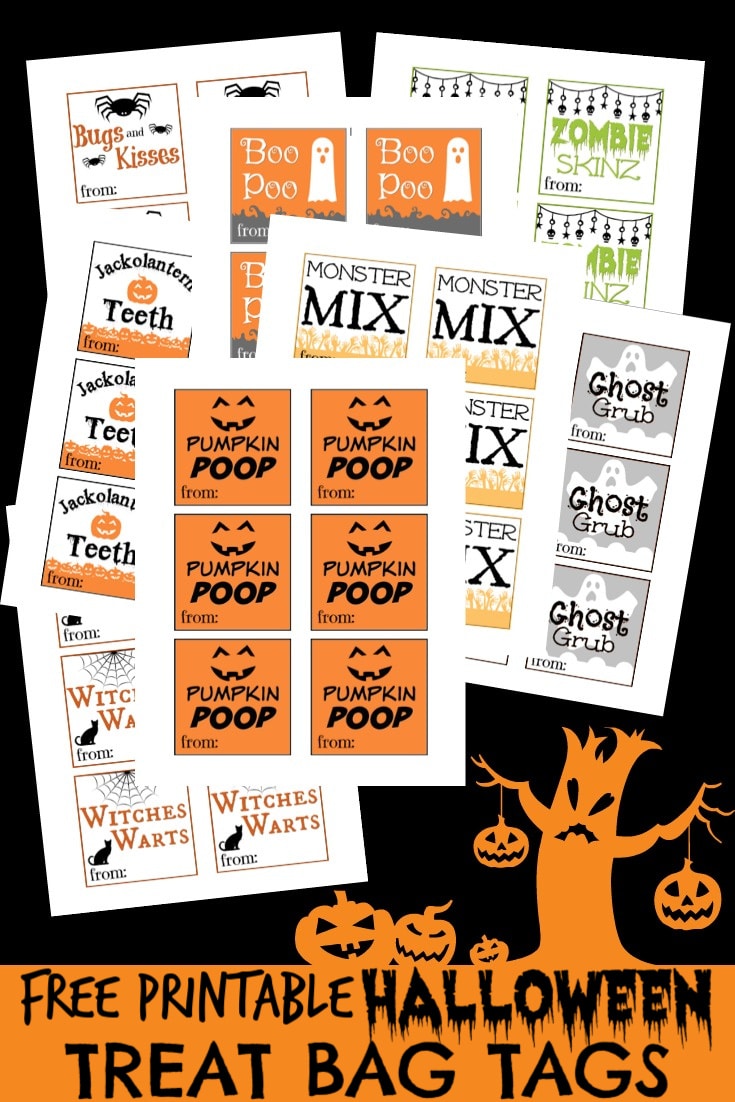 These free printable Halloween treat bag tags are so cute and I love all the ideas for Halloween goody bag fillers! #Halloween #favorbags #printables via @wondermomwannab
