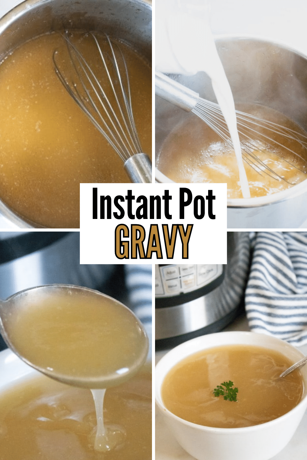 Two great reasons to make Instant Pot Gravy -- fewer dirty dishes + gravy stays warms until you're ready to serve it! #Thanksgiving #InstantPot #recipes #gravy via @wondermomwannab
