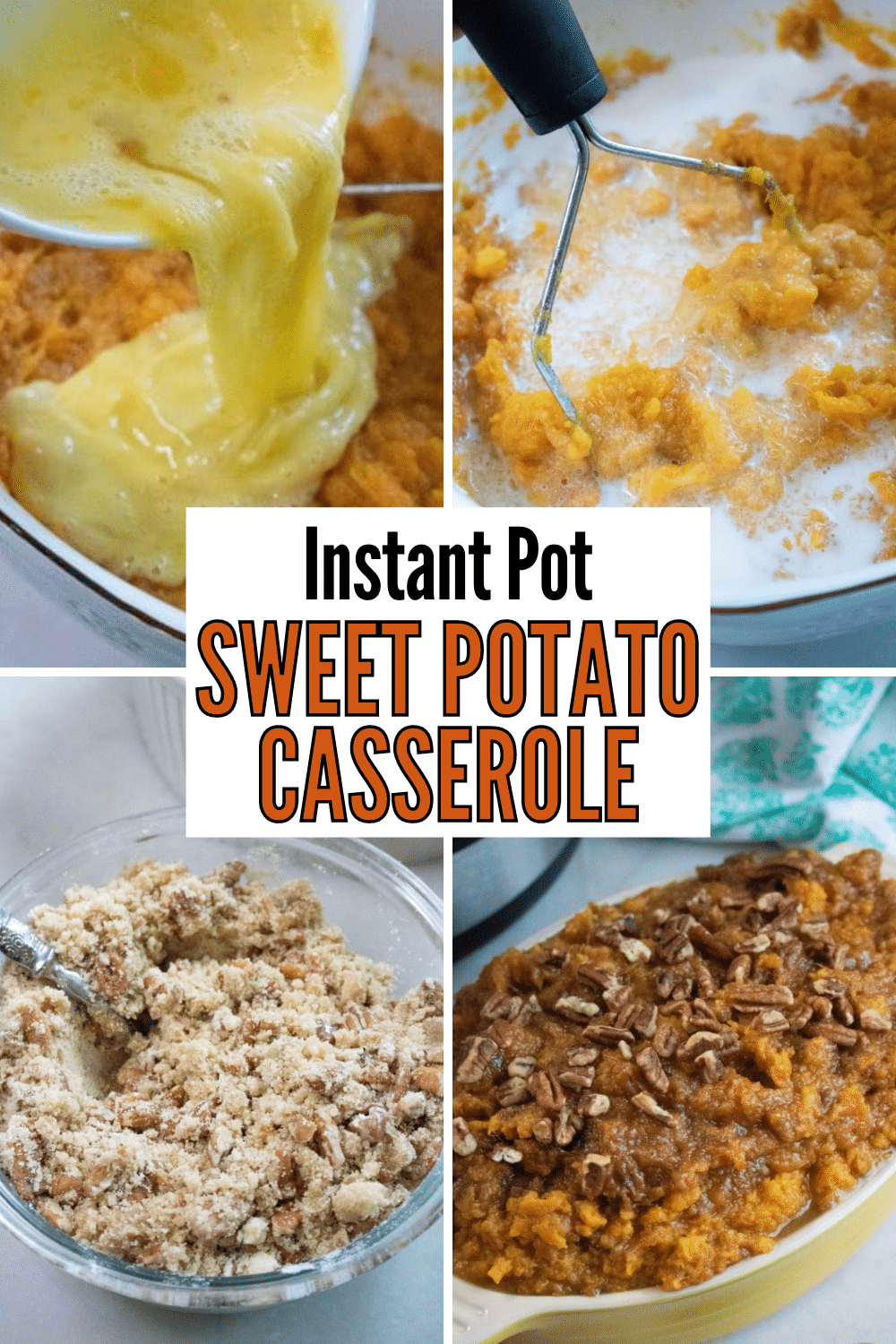 This Instant Pot Sweet Potato Casserole is really simple and so delicious! Best side dish ever! #sweetpotato #Thanksgiving #instantpot via @wondermomwannab