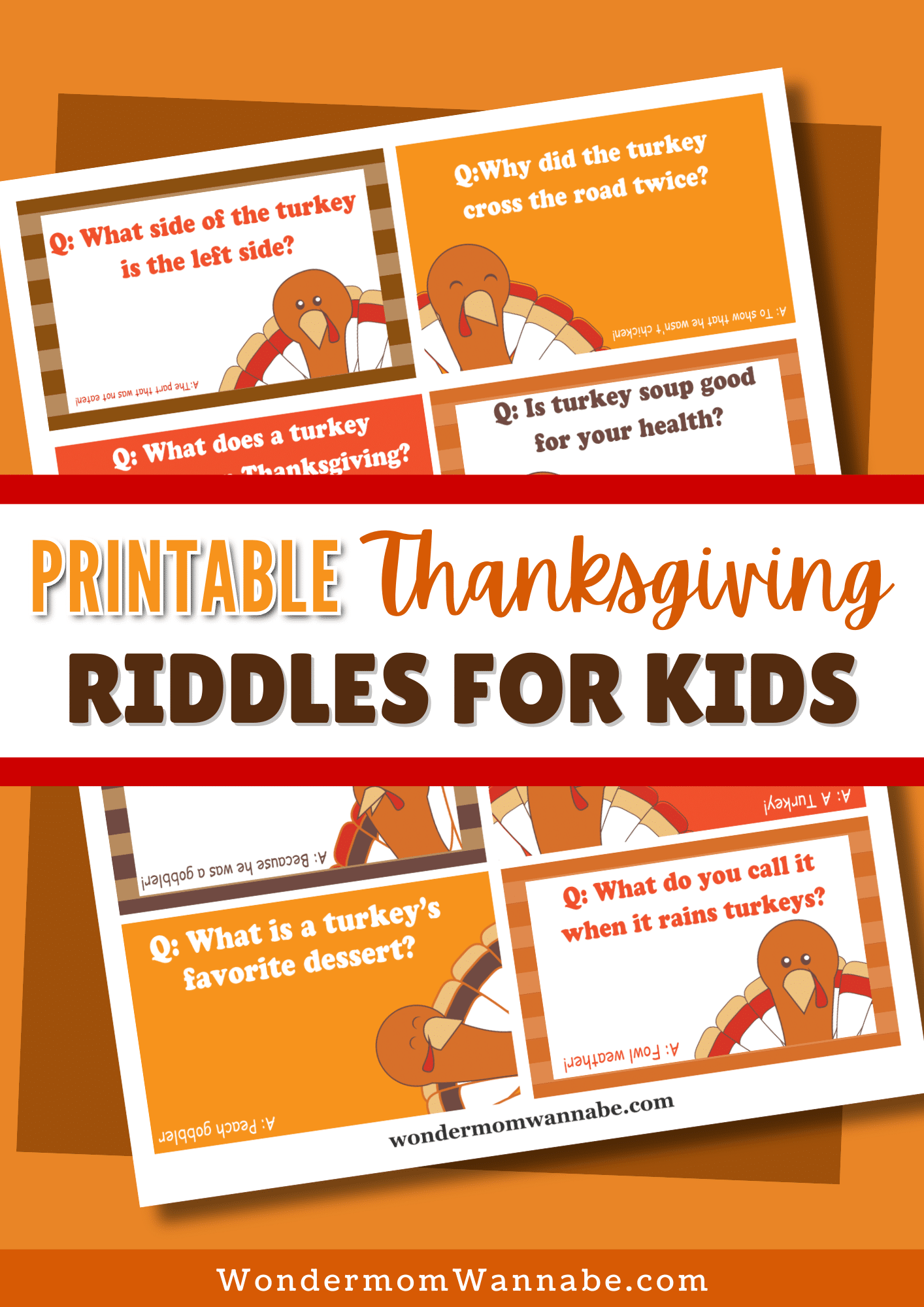 Printable Thanksgiving riddles for kids.