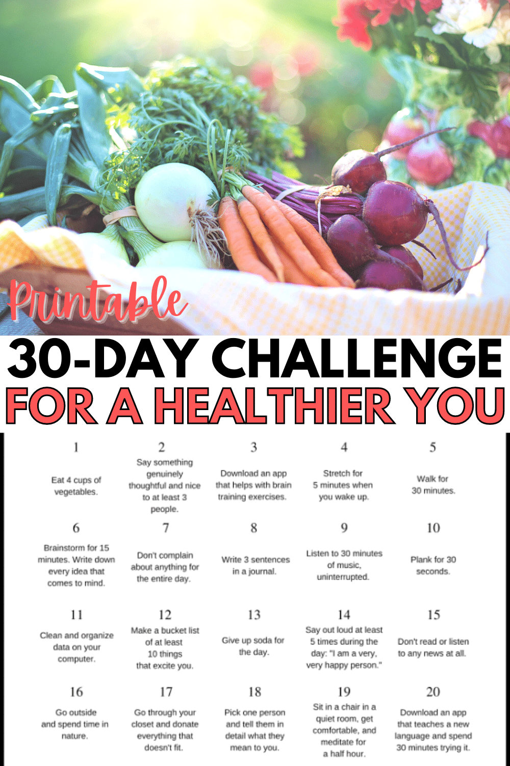 This 30-day challenge is perfect for setting up healthy habits for all aspects of your health. I love that the article includes resources to help you focus on specific health areas too. #health #challenge #healthyhabits via @wondermomwannab