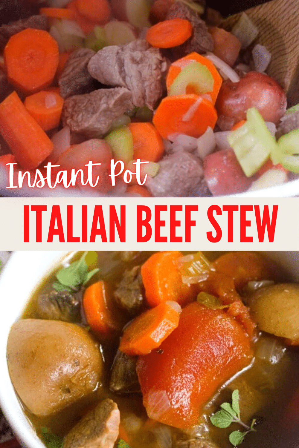 You're going to love everything about this Instant Pot Italian Beef Stew! It's easy, ready quickly, full of great flavor and colors, and is super satisfying! #instantpot #pressurecooker #beefstew #easydinner via @wondermomwannab