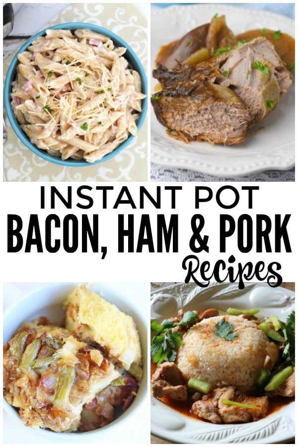 When you're ready to branch out from chicken, you need to try these Instant Pot pork, ham, and bacon recipes. Turns out the "other white meat" works beautifully in a pressure cooker! #instantpot #recipes #pork #bacon #ham via @wondermomwannab