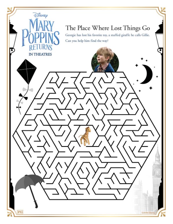 a printable Mary Poppins maze