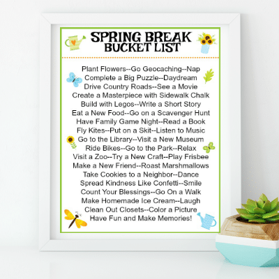 printable Spring Break Bucket List
