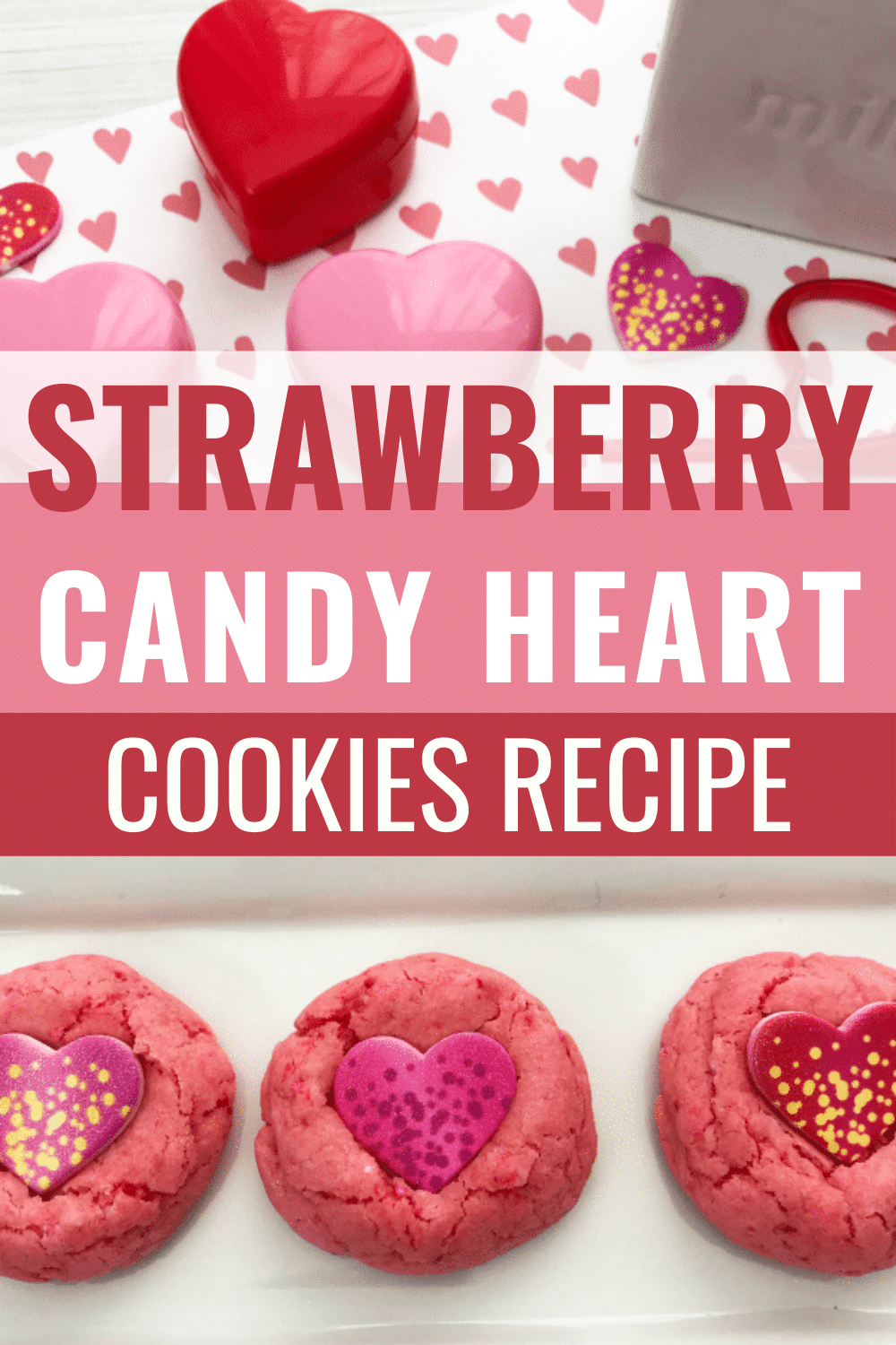 Strawberry Cake Mix Cookies are the perfect treat for Valentine's Day. They are perfect to share with friends and family. #cookies #ValentinesDay #strawberry #strawberrycakemixcookies #cakemixcookies via @wondermomwannab