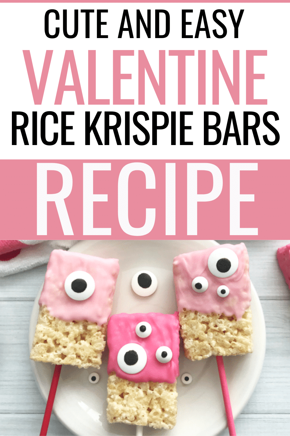 Valentine's Day Rice Krispie Treats are easy to make with candy melts and candy eyes. These monster themed Valentine's Day treats will be a hit. #valentinesday #ricekrispie #monsters #ricekrispietreats via @wondermomwannab