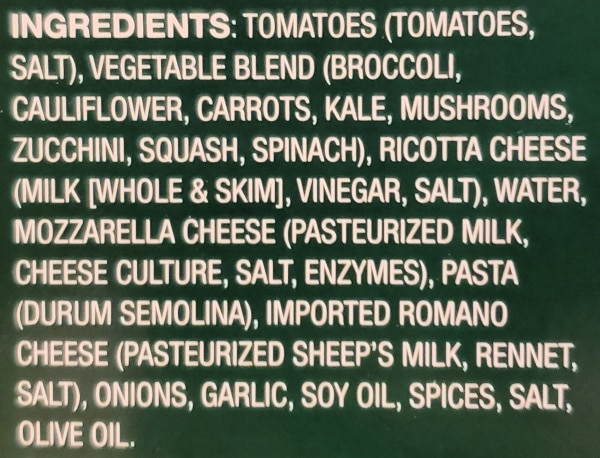 a list of ingredients 