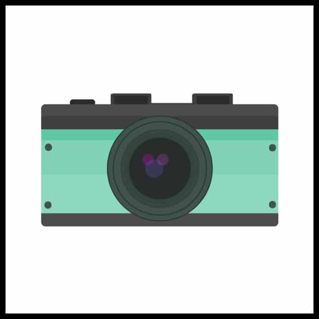 a graphic image of a camera on a white background