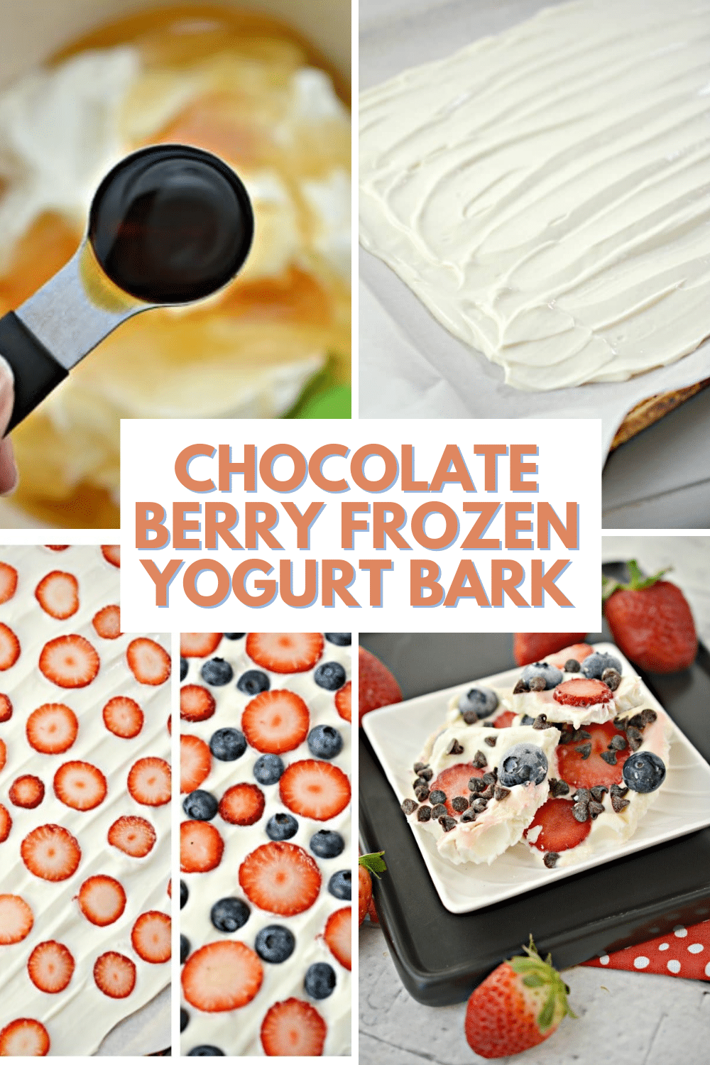 Chocolate Berry Frozen Yogurt Bark is a simple no bake dessert recipe with only 6 ingredients. This delicious treat is also a healthier option for dessert. #yogurt #greekyogurt #fruit #dessert via @wondermomwannab