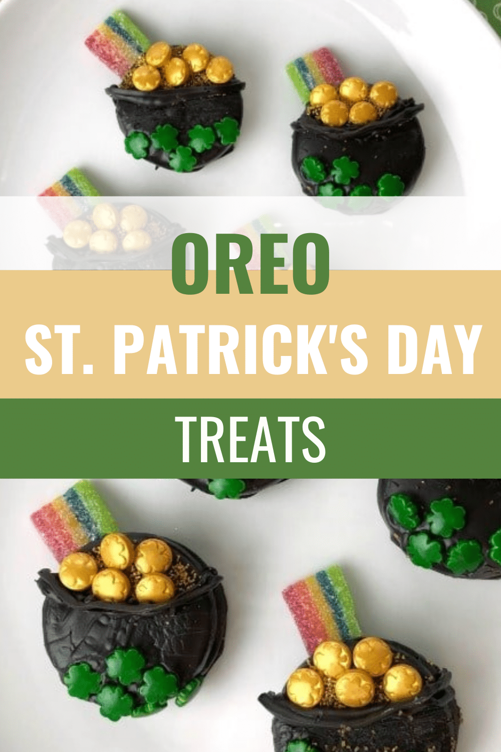 Oreo St. Patrick's Day Treats are cute little pots of gold all made with an Oreo cookie! These adorable festive treats will be the hit of any party. #stpatricksday #oreo #potsofgold via @wondermomwannab