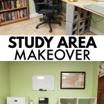 photo collage showing a before and after for Study Area Makeover
