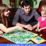 sitting around the table playing a board game with text reading Family Game Night, Why You Should Start One Now