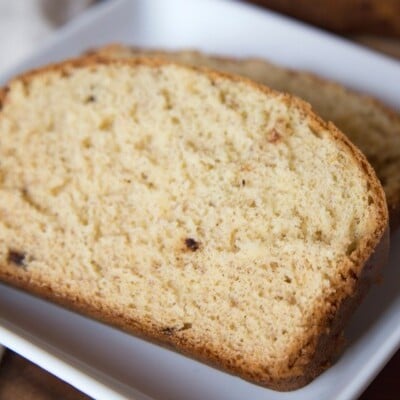 3 Ingredient Banana Bread sliced and ready to enjoy