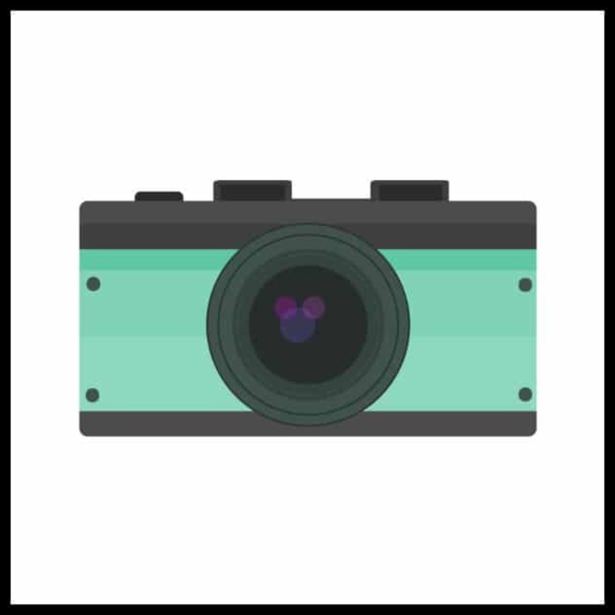 A green camera icon on a white background for a Photo Scavenger Hunt.