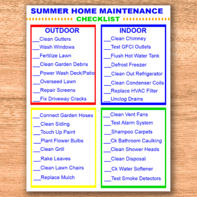 printable Summer Home Maintenance Checklist