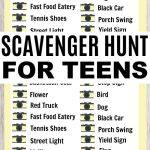 Teen Scavenger Hunt for teens to print at home