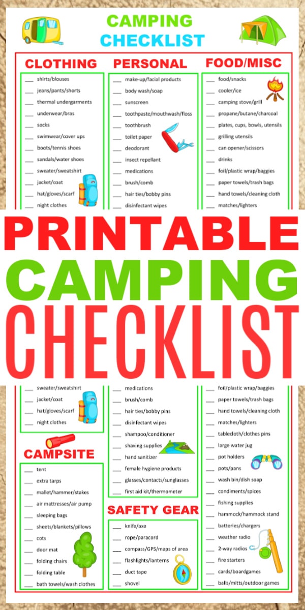 Printable Camping List Checklist