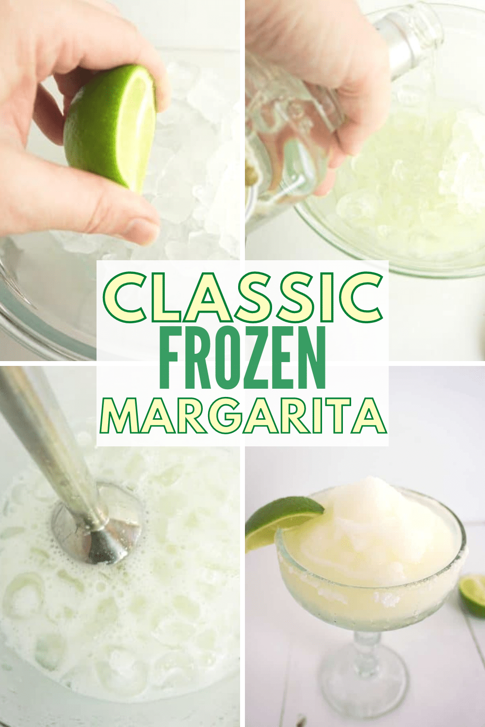 This Classic Frozen Margarita Recipe the unofficial adult beverage of summer in my house. So simple and easy to make, I can have a tasty margarita in hand and my feet kicked-up in 5 minutes. #margarita #frozenmargarita #restauranstylemargarita via @wondermomwannab